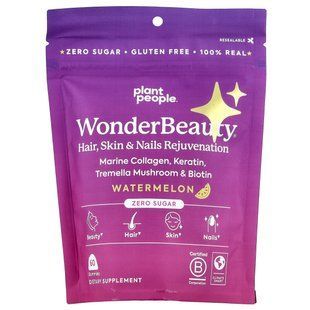 Plant People, WonderBeauty&reg;, Hair, Skin & Nails Rejuvenation Gummies, Watermelon, 60 Gummies купить в Киеве и Украине