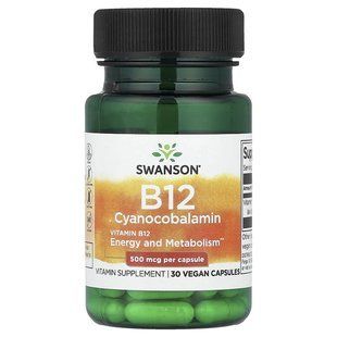 Витамин B12 Swanson (Vitamin B-12) 500 мкг 30 капсул купить в Киеве и Украине