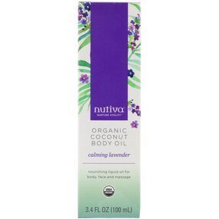Organic coconut oil for body, soothing lavender, Nutiva, 3.4 fl oz (100 ml)