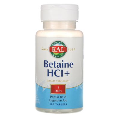 Бетаїн HCl +, Betaine HCl +, KAL, 100 таблеток