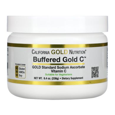 Забуферений вітамін C некислий аскорбат натрію California Gold Nutrition (Buffered Gold C Non-Acidic Vitamin C Powder Sodium Ascorbate) 238 г