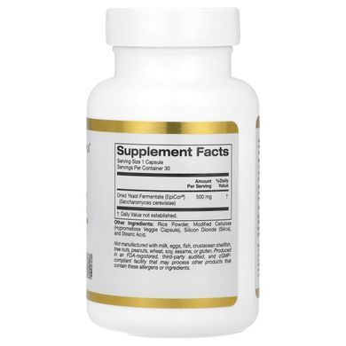 Эпикор сухой дрожжевой ферментат California Gold Nutrition (EpiCor Dried Yeast Fermentate) 500 мг 30 вегетарианских капсул купить в Киеве и Украине