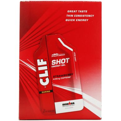 Енергетичний гель полуниці + 25 мг кофеїну Clif Bar (Shot Energy Gel Strawberry + 25 mg Caffeine) 24 пакетики по 34 г