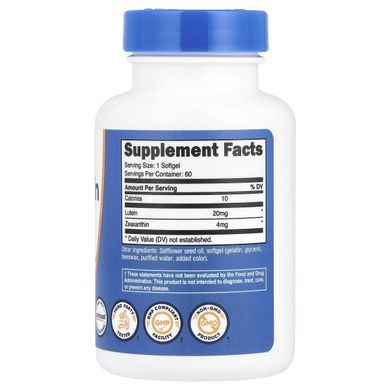 Nutricost, Zeaxanthin with Lutein, 60 Softgels купить в Киеве и Украине