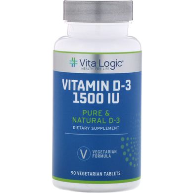 Вітамін Д-3, Vitamin D-3, Vita Logic, 1500 МО, 90 вегетаріанських таблеток