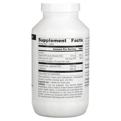 Комплекс L-аргинина L-цитруллина, L-Arginine L-Citrulline Complex, Source Naturals, 1000 мг, 240 таблеток купить в Киеве и Украине