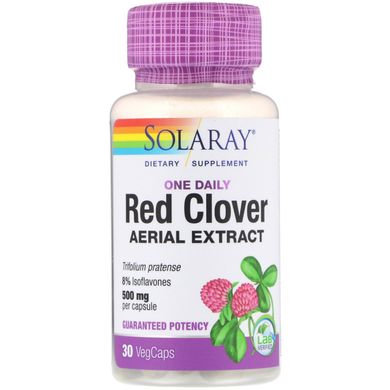Екстракт червоної конюшини, Red Clover PhytoEstrogen One Daily, Solaray, 500 мг, 30 вегетаріанських капсул