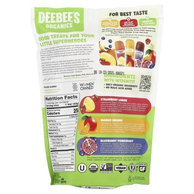 Deebee's Organic, Superfruit Freezie, асорті смаків, 10 батончиків по 1,35 рідкої унції (40 мл) кожен