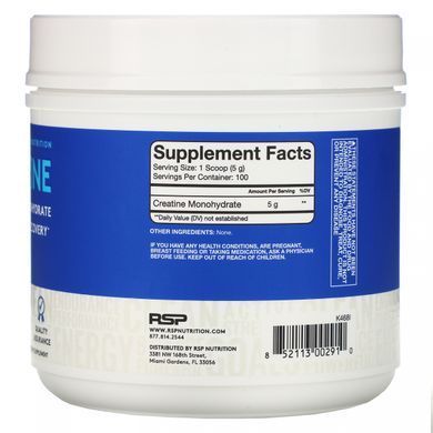 Monohydrate of creatine, Creatine in the form of finely ground powder, RSP Nutrition, 17.6 ounces (500 g)