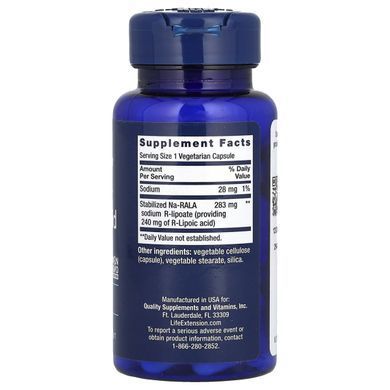 Супер Р Ліпоєва кислота Life Extension (Super R-Lipoic Acid) 240 мг 60 капсул