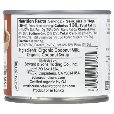 Edward & Sons, Let's Do Organic&reg;, Sweetened Condensed Coconut Milk, Caramel , 7.4 oz (210 g) купить в Киеве и Украине