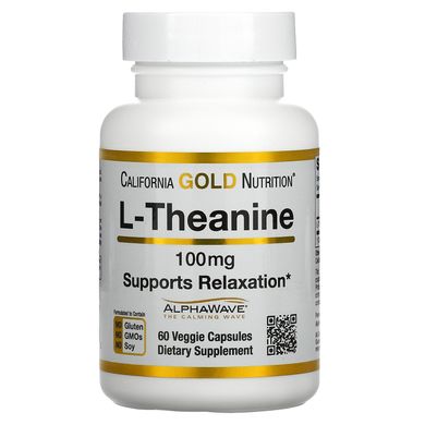 Теанин California Gold Nutrition (L-Theanine AlphaWave Supports Relaxation Calm Focus) 100 мг 60 вегетарианских капсул купить в Киеве и Украине