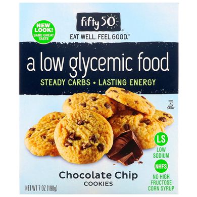 Печиво шоколадне з низьким глікемічним індексом Fifty 50 (Low Glycemic Chocolate Chip Cookies) 198 г