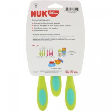 Gerber, дитячі столові прилади, от18 місяців, NUK, 3 ложки для малюків