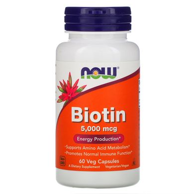 Біотин Now Foods (Biotin) 5000 мкг 60 капсул