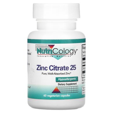 Цинк Цитрат Nutricology (Zinc Citrate) 25 мг 60 капсул