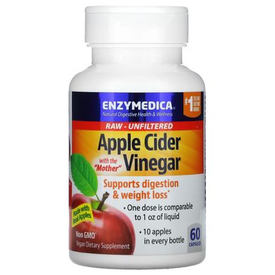 Яблучний оцет, Enzymedica, 60 капсул
