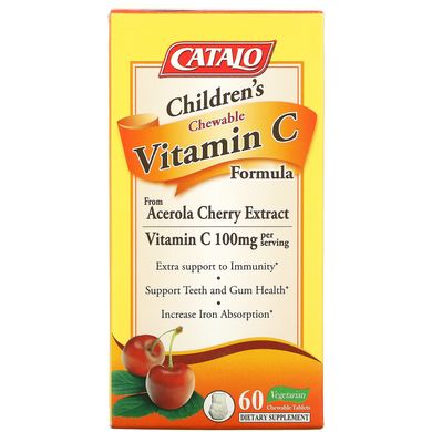 Catalo Naturals, формула с витамином C для детей, 50 мг, 60 вегетарианских жевательных таблеток купить в Киеве и Украине