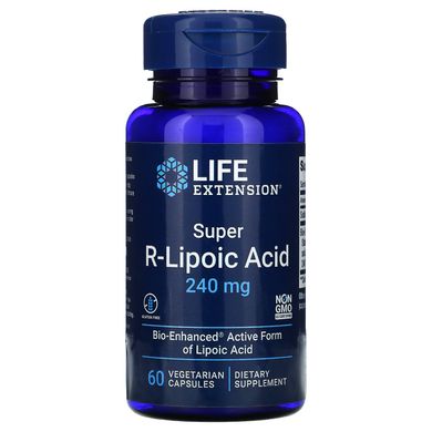 Супер Р-ліпоєва кислота, Super R-Lipoic Acid, Life Extension, 240 мг, 60 капсул на рослинній основі