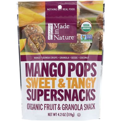 Шматочки органічного манго, солодкий і пряний суперснек, Made in Nature, 4,2 унц (119 г)