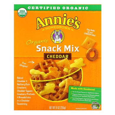Органічна суміш закусок, чедер, Annie's Homegrown, 25 г (9 унцій)