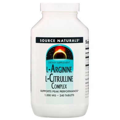 Комплекс L-аргініну L-цитрулліна, L-Arginine L-Citrulline Complex, Source Naturals, 1000 мг, 240 таблеток