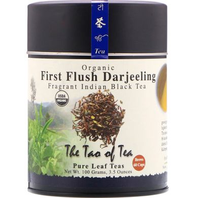 Органічний ароматний індійський чорний чай, чай Дарджилінг першого збору, The Tao of Tea, 3,5 унц (100 г)
