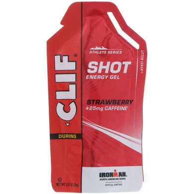 Енергетичний гель полуниці + 25 мг кофеїну Clif Bar (Shot Energy Gel Strawberry + 25 mg Caffeine) 24 пакетики по 34 г