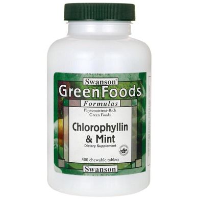 Хлорофілін і м'ята, Chlorophyllin,Mint, Swanson, 500 таблеток