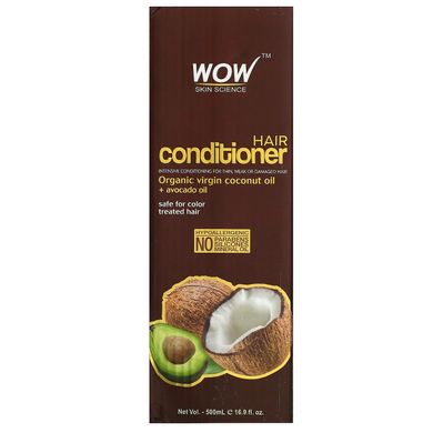 Wow Skin Science, кондиціонер, органічна кокосова олія першого віджиму та олія авокадо, 500 мл (16,9 рідк. унції)