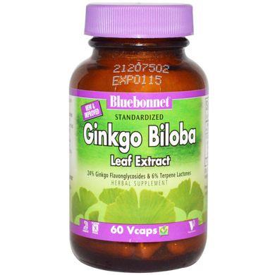 Екстракт листя гінкго білоба, Bluebonnet Nutrition, 60 гелевих капсул