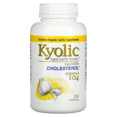 Екстракт часнику з лецитином, Містить холестерин Формула 104, Kyolic, 200 капсул