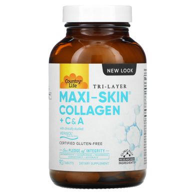 Колагенова добавка Country Life (Maxi-Skin Collagen plus C and А) 90 таблеток