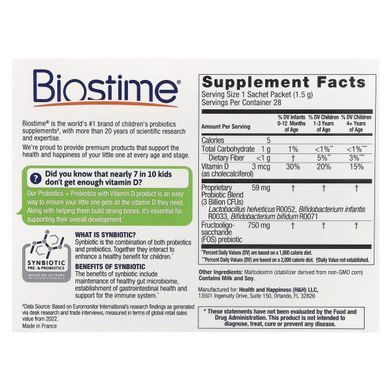 Biostime, Baby & Kids, Daily Probiotics + Prebiotics, Newborn to 6 Years, Flavorless, 28 Sachet Packets, 0.05 oz (1.5 g) Each купить в Киеве и Украине