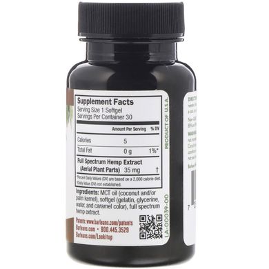 Екстракт коноплі Full Spectrum, Barlean's, 35 мг, 30 гелевих капсул