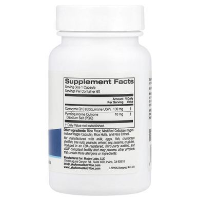 Coenzyme Q10 with PQQ, Lake Avenue Nutrition, 60 vegetarian capsules.