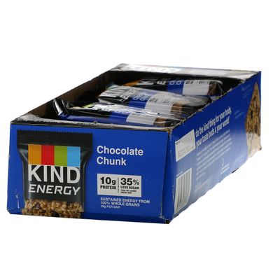 Енергія, шоколадні батончики, Energy, Chocolate Chunk, KIND Bars, 12 батончиків по 2,1 унції (60 г) кожен