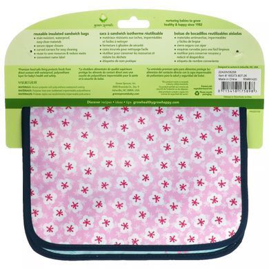 Green Sprouts, Reusable insulated sandwich bags, from 6 months, Aqua Swan, 2 packs