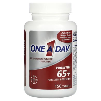 One-A-Day, Proactive 65+, мультивітамінна / мультимінеральна добавка, для чоловіків та жінок, 150 таблеток