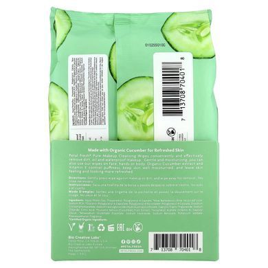 Petal Fresh, Makeup Removing Cleansing Wipes, Refreshing Cucumber, 60 Wipes