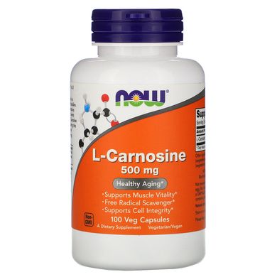 Карнозин Now Foods (L-Carnosine) 500 мг 100 вегетаріанських капсул