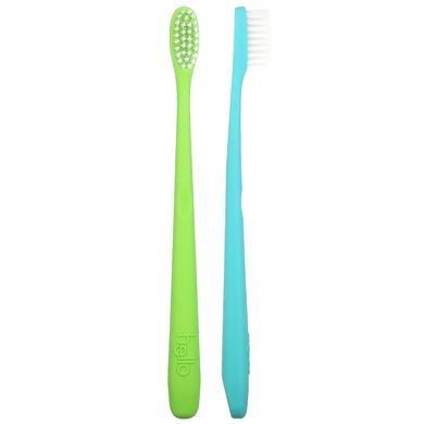 Привіт зубні щітки без бісфенолу-А, м'які, зелені / сині, 2 зубні щітки