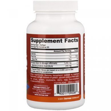 Огуречник аптечный 1, Jarrow Formulas, 200 мг, 60 капсул купить в Киеве и Украине