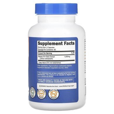 Nutricost, кора червоного в&rsquo;яза, 1000&nbsp;мг, 120&nbsp;капсул (500&nbsp;мг у капсулі)