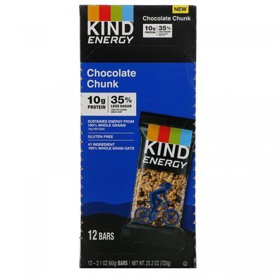 Energy, chocolate bars, 12 bars of 2.1 ounces (60 g) each.
