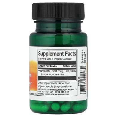Вітамін B12 Swanson (Vitamin B-12) 500 мкг 30 капсул