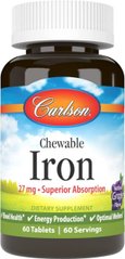 Залізо Carlson Labs (Chewable Iron) 27 мг 60 таблеток зі смаком винограду