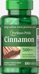 Корица Puritan's Pride (Cinnamon) 500 мг 100 капсул купить в Киеве и Украине