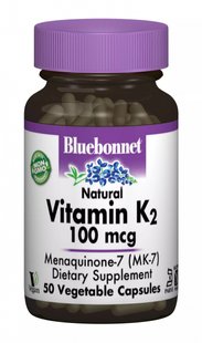 Витамин К2 Bluebonnet Nutrition (Vitamin K2) 100 мкг 50 гелевых капсул купить в Киеве и Украине