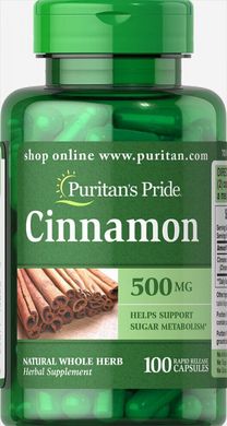 Корица Puritan's Pride (Cinnamon) 500 мг 100 капсул купить в Киеве и Украине